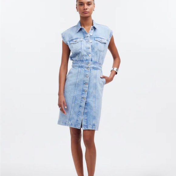 Madewell Light Blue sleeveless Denim Dress NWT, size 10 - Picture 1 of 6